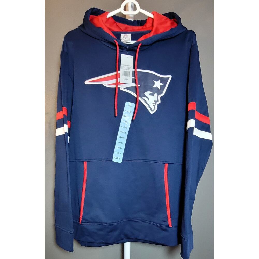 New England Patriots Hoodie Mens Blue Pullover NFL Team Apparel Sz L Unisex